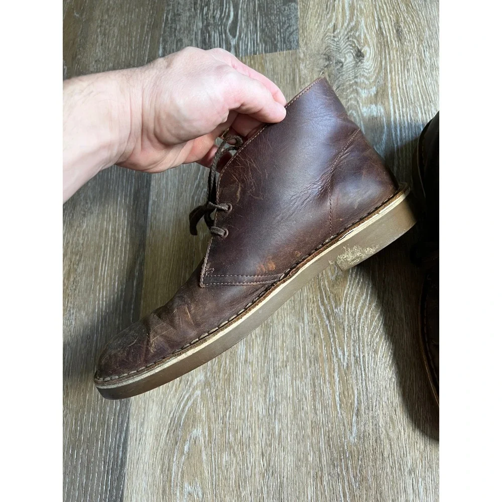 Clarks‎ Desert Boots Mens Brown Leather Good Distressed Chukka Shoes